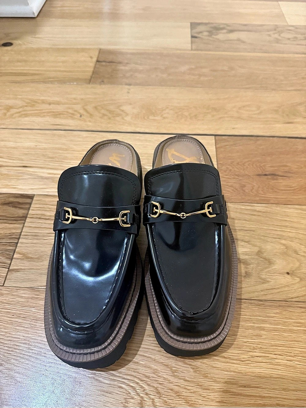 Sam Edelman Lennon Lug Sole Mule Black Patent Womens Size 7